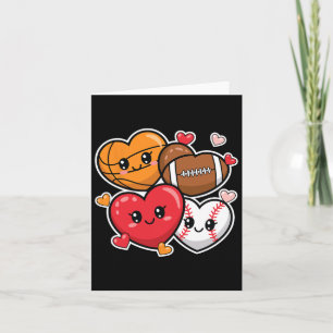 Liefde Voetbal Basketbal Valentijnsdag Jongens En  Kaart