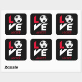 Liefde voetbal vierkante sticker (Vel)