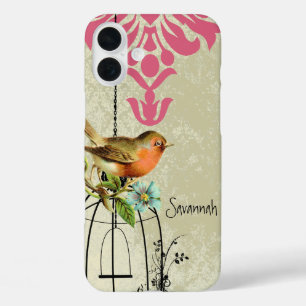 liefde Vogel Damask Vogelkooi iPhone 16 Plus Hoesje