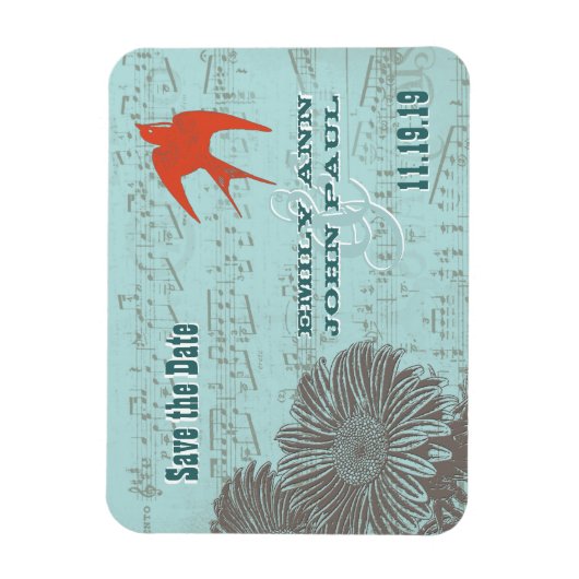 Liefde Vogel Groen Blauw Bos Bruiloft Save the Dat Magneet (Verticaal)