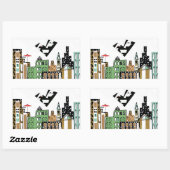 LIEFDE VOGEL IN DE STAD RECHTHOEKIGE STICKER (Vel)