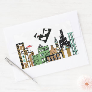 LIEFDE VOGEL IN DE STAD RECHTHOEKIGE STICKER