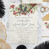 Liefde Vogel Rood Bloeiende Boom Bruiloft Kaart