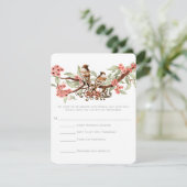 Liefde Vogel Roze Bloemen Huwelijk RSVP Kaartje (Staand voorkant)
