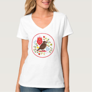 Liefde vogelborduurster t-shirt