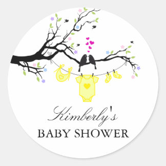 Liefde Vogels | Geslachtsneutrale Baby Shower Stic Ronde Sticker