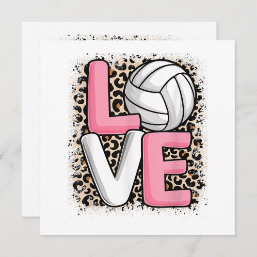 Liefde Volleybal Leopard Print Vrouwen Meisjes Vol Bedankkaart (Voorkant / Achterkant)