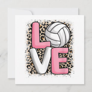 Liefde Volleybal Leopard Print Vrouwen Meisjes Vol Kaart