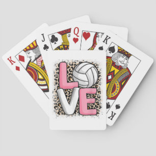 Liefde Volleybal Leopard Print Vrouwen Meisjes Vol Pokerkaarten