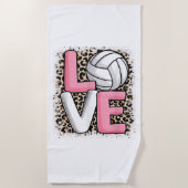 Liefde Volleybal Leopard Print Vrouwen Meisjes Vol Strandlaken (Voorkant)