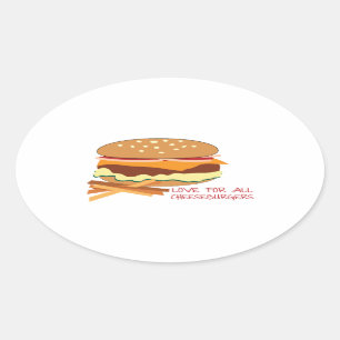 Liefde voor alle cheeseburgers ovale sticker