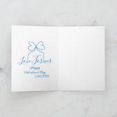 Liefde Voor altijd blauwe strik gelukkige Valentij Kaart (Binnen)