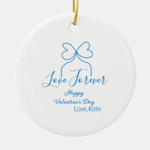 Liefde Voor altijd blauwe strik gelukkige Valentij Keramisch Ornament