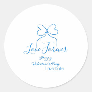 Liefde Voor altijd blauwe strik gelukkige Valentij Ronde Sticker
