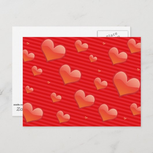 Liefde voor altijd, harten van rood ontwerp briefkaart (Voorkant / Achterkant)