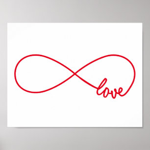 Liefde voor altijd, rood oneindig teken, nooit ein poster