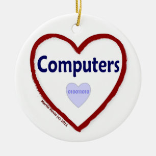 Liefde voor computers keramisch ornament