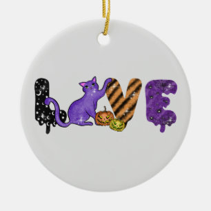 Liefde voor Cute Cat voor Halloween Keramisch Ornament