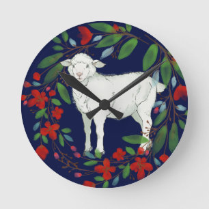 Liefde voor elkaar Lam en bloemen wandklok Ronde Klok