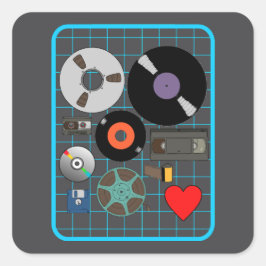 Liefde voor fysieke media vierkante sticker