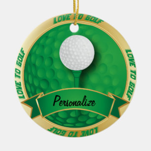 Liefde voor Golf in Groen   Personaliseren Keramisch Ornament
