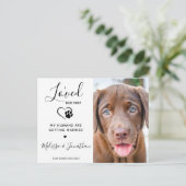 Liefde voor haar eerste moderne huisdier trouwde h aankondigingskaart (Staand voorkant)