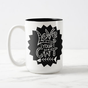 Liefde voor je kat Cute Quote Design Tweekleurige Koffiemok