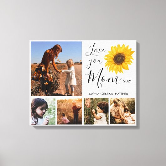 Liefde voor je moeder Foto Collage Sunflower Canvas Afdruk (Voorkant)