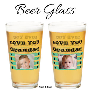 Liefde voor je Opa twee foto's zwart groen bier Glas