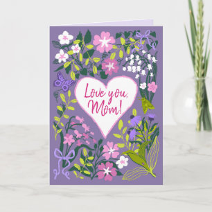 Liefde voor jou mama botanische cute hart kaart