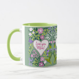 Liefde voor jou mama botanische cute hart mok