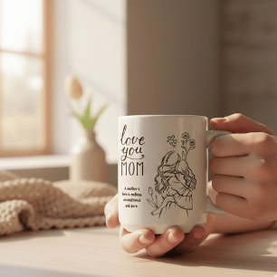 Liefde voor jou mama Minimalistische lijnkunst Moe Koffiemok