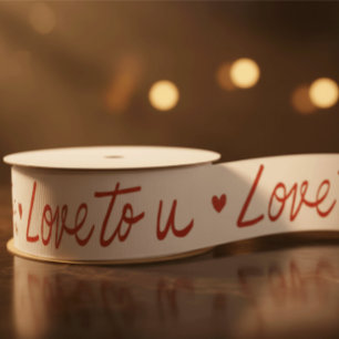 Liefde voor jou wit en rood grosgrain lint