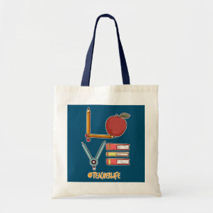 Liefde voor lesgeven Terug naar school Leraar Leve Tote Bag