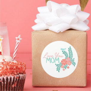 Liefde voor mama kalligrafie bloem frame ronde sticker