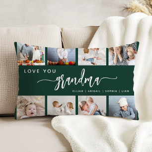 Liefde voor oma 8 foto collage donkergroen accent kussen