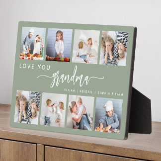 Liefde voor oma 8 foto collage salie groen fotoplaat