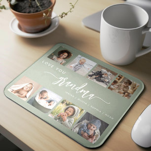 Liefde voor oma sagegroene fotocollage muismat