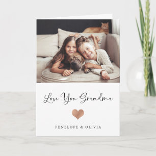 Liefde voor oma Script en hart met foto Kaart