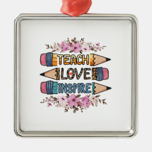 Liefde voor onderwijs Inspireren Leraar Metalen Ornament