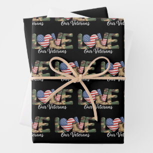 Liefde voor onze veteranendag trotse militaire Ame Inpakpapier Vel