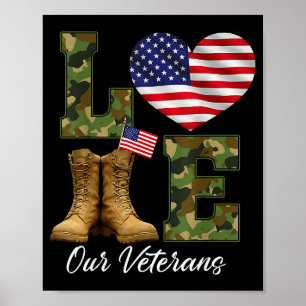 Liefde voor onze veteranendag trotse militaire Ame Poster