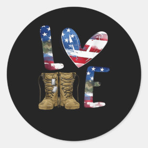 Liefde voor onze veteranendag trotse militaire Ame Ronde Sticker