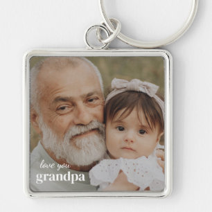 Liefde voor Opa Foto Minimalistische Sleutelhanger