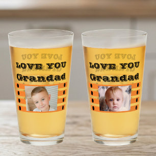 Liefde voor opa twee foto's zwart oranje bier glas
