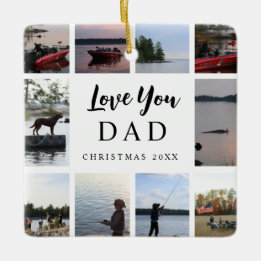 Liefde voor Papa | 10 Aanpasbare Foto's Kerstmis  Keramisch Ornament