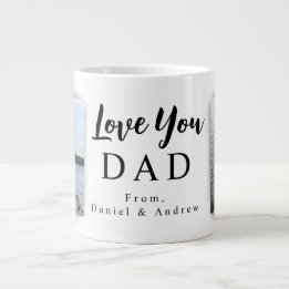 Liefde voor Papa | 2 Aanpasbare Foto's en Namen Extra Grote Beker