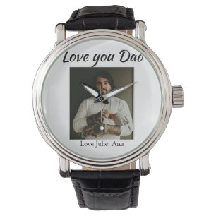 liefde voor papa vaderdag foto naam eenvoudig horloge
