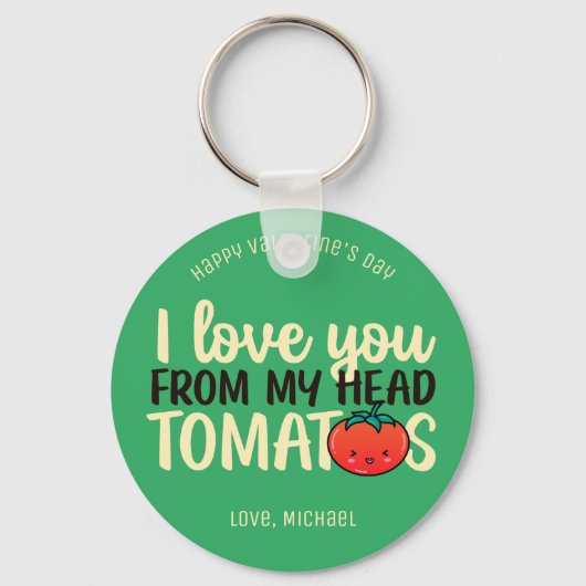 Liefde voor tomaten Funny Pun Cute Valentijnsdag Sleutelhanger (Voorkant)