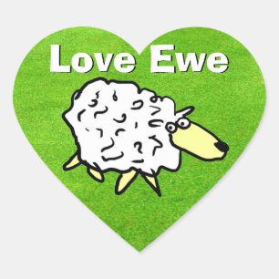 Liefde voor u - Schaap op de Cartoon van het Grass Hart Sticker